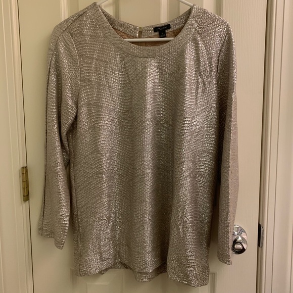 Ann Taylor silver party blouse - Picture 1 of 4